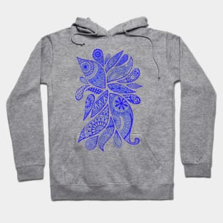 Abstract Zentangle Swirls Design (dark blue on white) Hoodie